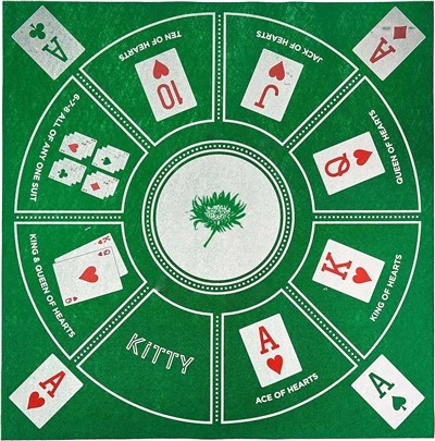 S&L Play Mat - 24" X 24" Green Feilt Mat - Cluichí Cártaí Clasaiceach Casino Teaghlaigh As Geallta Agus Bluffs - Do Lucht leanúna As Póca, Michigan Rummy, Agus Rummy Games - 30+ Min Gameplay, 2-9 Players